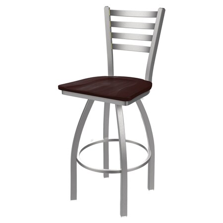 Holland Bar Stool Co 30" Swivel Bar Stool, SS Finish, Dark Cherry Maple Seat 41030SSDCMpl